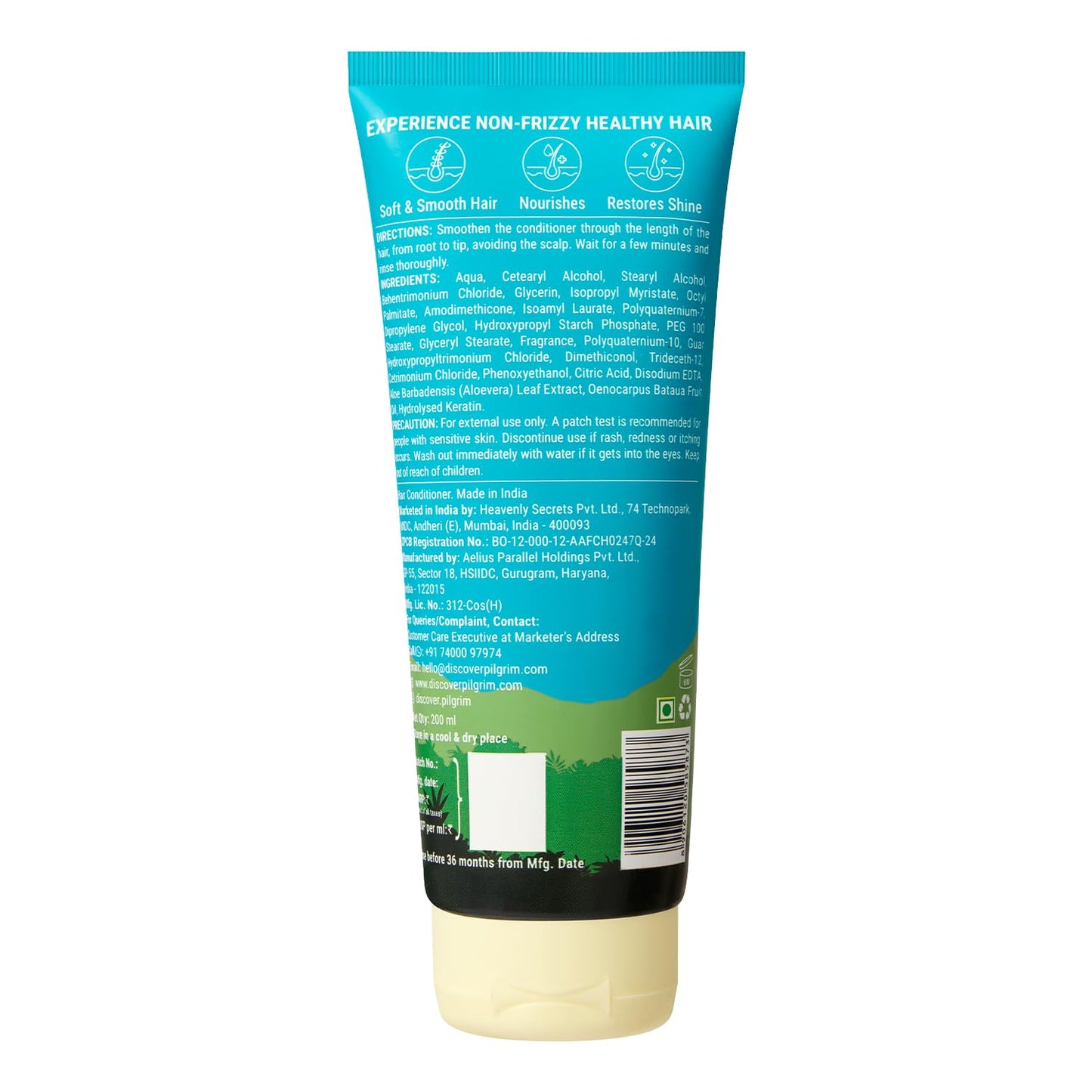 Pilgrim Amazonian Patuá & Keratin Hair Smoothing Conditioner-Unscented- For Dry & Frizzy Hair With Sacha Inchi|Hair Conditioner For Smooth & Silky Hair|Silicone Free|Women & Men|200 Millilitre