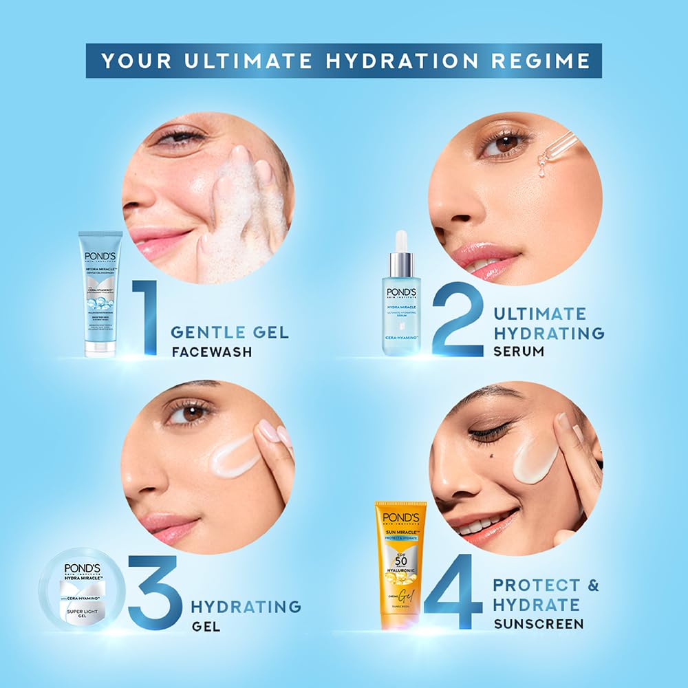 Pond's Super Light Gel Oil Free Face Moisturizer 200 g | With Cera-Hyamino for Ultimate Soft Smooth Skin - Daily Use