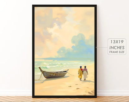 Big Aesthetic Indian Framed Posters Wall Decor Paintings For Living Room, Bedroom/Big Paintings For Wall Decoration/Posters Gift Items For Girls (13x19 Inches) (Village)