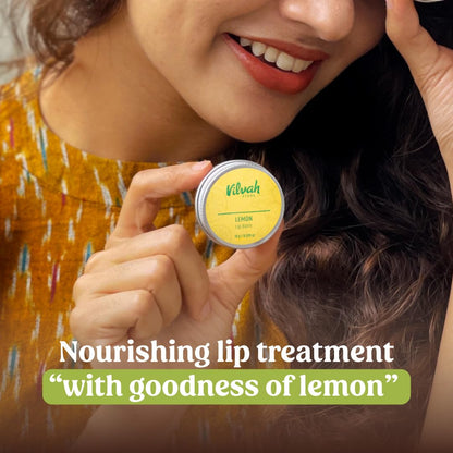 Vilvah Lemon Lip Balm | Reduces Lip Pigmentation & Heals Dry, Damaged Lips | Moisture Lock & Barrier Protection Formula | With Lemon Essential Oil, Shea Butter & Avocado Oil | Travel-Friendly | 10g