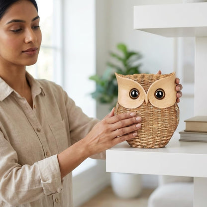 Modern Classy Lucky Owl Resin Art Figurine | Beautiful Home Decor (Brown, Pack of 1)
