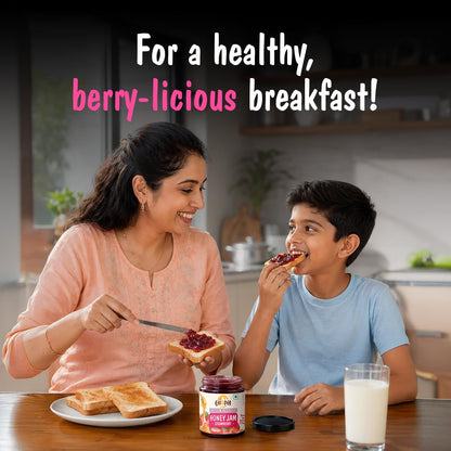 Eatopia Sugar Free Strawberry Honey Jam | 100% Pure & Natural | Healthy Jam for Kids & Adults | No Added Flavours & Preservatives | 70% Real Strawberries | Sweetness from Real Fruits & Honey | Pack of 1 | 240g