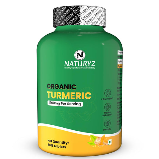 Naturezy Organic Turmeric supplement bottle on a white background