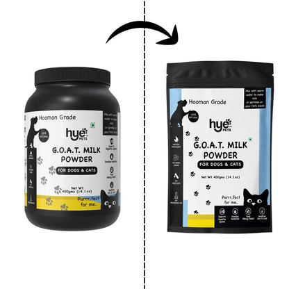 HYE Pets Goat Milk Powder for Pets | Nutrient-Rich Supplement for Happy and Healthy Dogs and Cats Food | 80 Servings Per Pack | 400g