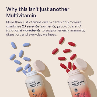 The Good Bug Multivitamin Tablets with Probiotics | 23 Essential Vitamins & Minerals | With Panax Ginseng (Men) | Supports Energy, Immunity, Gut Health & Daily Wellness | 60 Tablets
