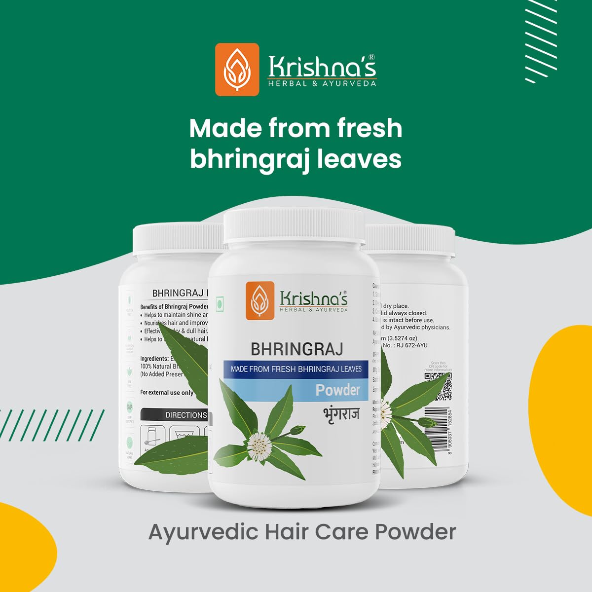 Krishna's Bhringraj Powder - 100 g | Preservative Free | Good for Hair Pack and Oil