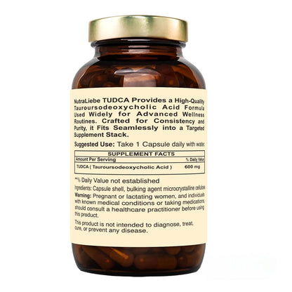 Nutraliebe TUDCA 600 mg – Tauroursodeoxycholic Acid | Advanced Liver & Gallbladder Support | Cellular Detox, Bile Flow & Antioxidant Protection | 90 Vegetarian Capsules | Non-GMO, Gluten-Free, GMP-Certified