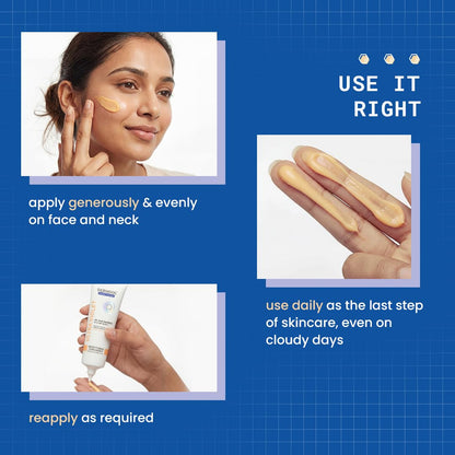 DERMDOC SPF 50 Ultra Violet Brightening Tinted Sunscreen with 4% Niacinamide, 50 gm | PA +++ | With Peach Tint | Lightweight | UVA & UVB Protection | For Medium To Dusky Skin | Improves Skin Texture | Breathable & Weightless Finish