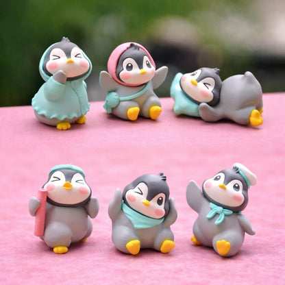 Miniature Showpiece Birthday Gift for Girls Kids, Penguin Showpiece Set of 6 for Home Decor Items, Car Dashboard Items, Table Decoration Items, Valentine Day Gift for Girlfriend