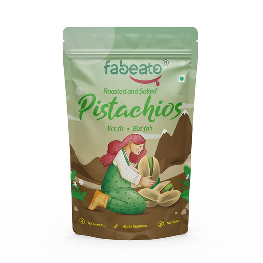 Fabeato Premium Roasted & Salted Pistachios (500g) - Crunchy, Nutritious & Delicious Snack