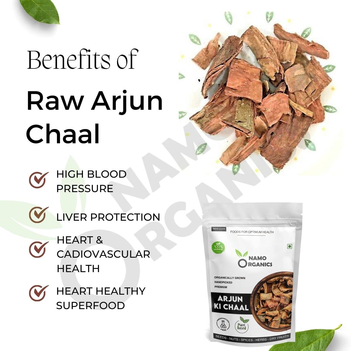Namo Organics - Arjun ki Chaal – 400g Arjuna Bark – To Support Heart Health & Promote Good Cholesterol | Ayurvedic Heart Health Support | Natural, Sun-Dried, Unprocessed |