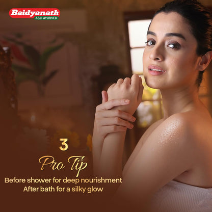 Baidyanath Oli Oil | Herbal Body Oil with Italian Olive Oil, Almond Oil, Neem, Sandalwood & Sesame Oils, Haldi & 5 Herbs | With Vit E & Antioxidants | Nourishes Dry Skin, Non-Sticky & Fast Absorbing | 500ml