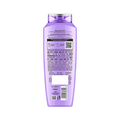 L Oréal Paris Moisture Filling Shampoo, With Hyaluronic Acid, For Dry & Dehydrated Hair, Adds Shine & Bounce, Hyaluron Moisture 72H, 340Ml.