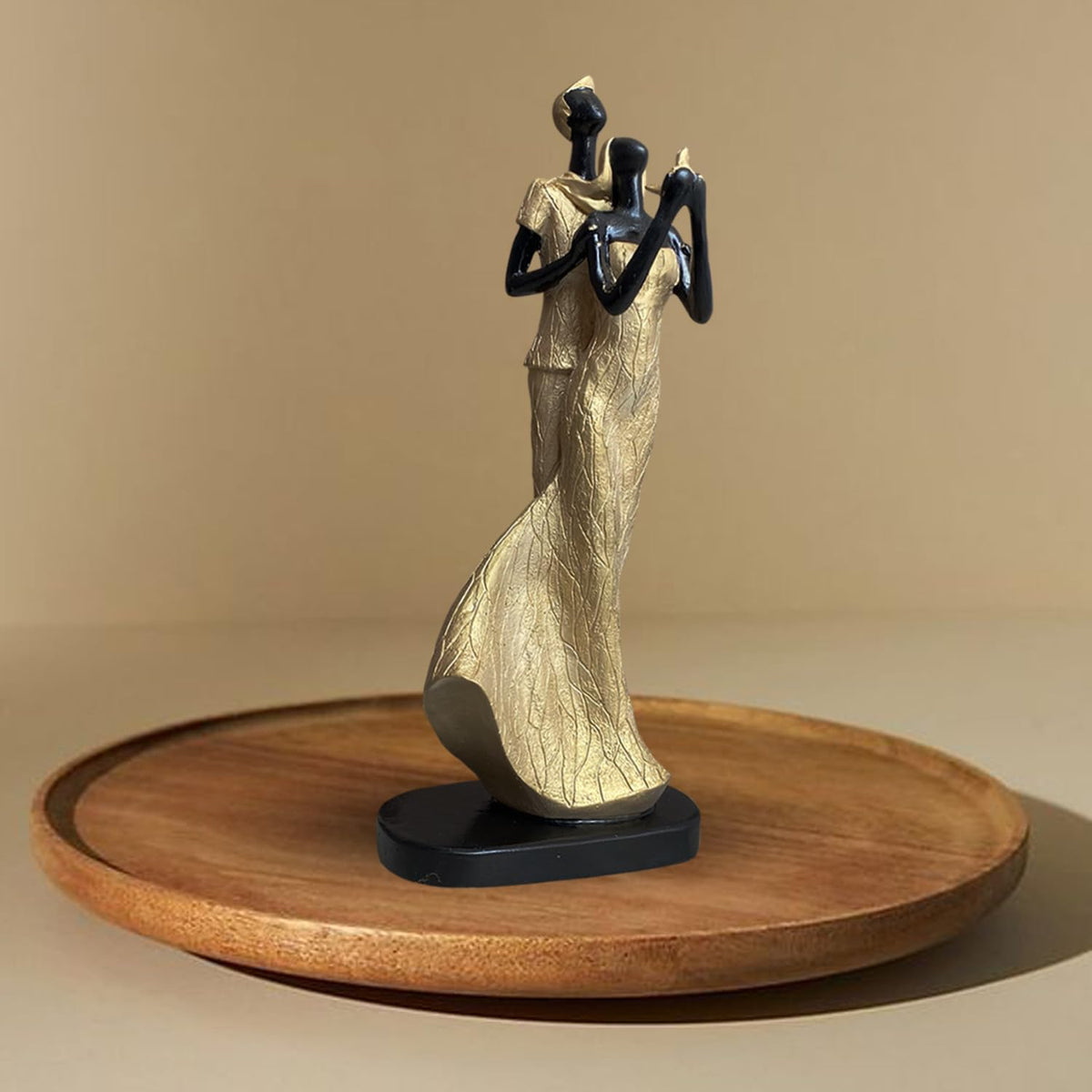 Xtore Lavish Golden Black Resin Couple with Bird for Home Decor (Pack of 1, Golden & Black)