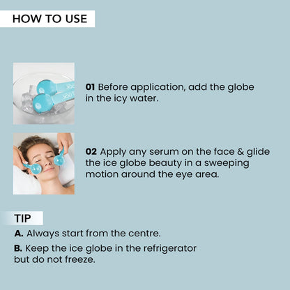 O3+ AGELOCK Ice Beauty Globe | Glass Roller for Face,Neck, Eye-Circles Cooling | Ice-massage Roller | Skin Tightening | Anti Ageing | Reduces Wrinkles and De-puffing (1 Piece)