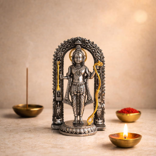 Ayodhya Ram Lalla Brass Idol, Shri Ram Brass Statue for Mandir, Ram Lala Ayodhya Statue, Antique White, Standard, Pack of 1, Religious 4" Height (Assorted)