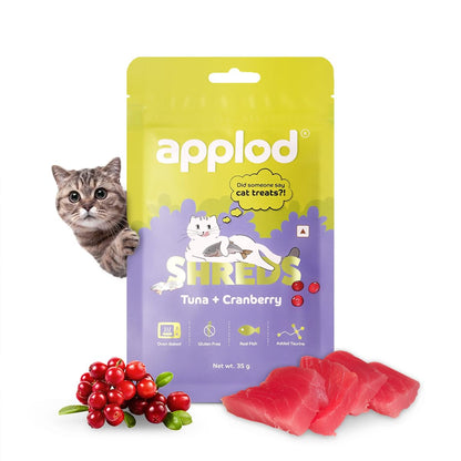 Applod Tuna with Cranberry Soft Cat Treats for Kittens & Adult Cats | Made with Real Tuna | Grain-Free Protein-Rich Snacks with Taurine & No Fillers | 35g
