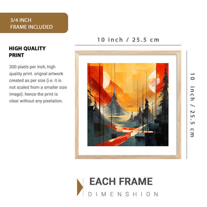 Premium Digital Paintings with Frame for Home Decoration - Painting for Living Room Bedroom Office - Painting for Wall Decoration - Pack of 4 (J)