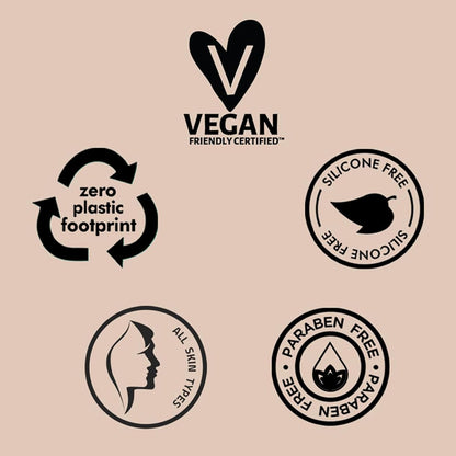Set of black and white certification logos on a light gray background