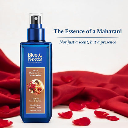 Blue Nectar Maharani Rose Attar Mist with Cumin & Sandalwood | Long-Lasting Perfume Mist for Women | Floral Essence | Travel-Friendly Body Mist Spray (100 ml)