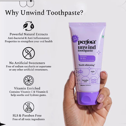 Perfora Daily Routine Oral Care Combo: Awake & Unwind Toothpaste For Active Freshness, Cavity Prevention & Teeth Whitening | Fluoride & SLS Free Tooth paste For Adults & Kids | 200 g (100 g x 2)