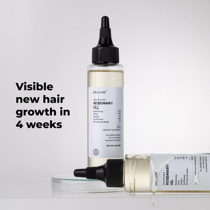 Brillare 10% Rosemary Hair Oil for Hair Growth with 10% Olive Oil & 5% Castor oil | Reduces Hair Fall | Strengthens Hair | Visible Results in 4 Weeks.