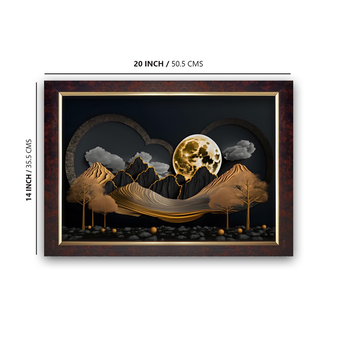 Premium Sparkle Lamination, Modern Art 3d Scenery Photo Frame, Copper Gold, 14x20 Inch 21650