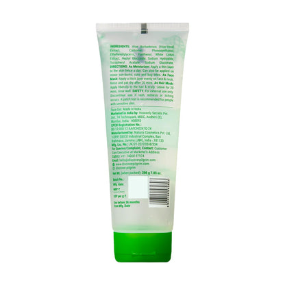 PILGRIM Korean 99% Pure Aloe Vera Gel 200ml with Vitamin E & Vitamin B5 for Face & Hair | Hydrates & Soothes Skin | Conditions & Softens Hair | Free from Parabens, Sulphates, Mineral Oils & Fragrance I For Women and Men