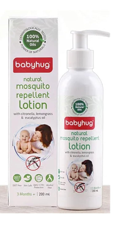 Babyhug Natural Mosquito Repellent Lotion, 200 ml, with Citronella, Lemongrass and Eucalyptus Oil