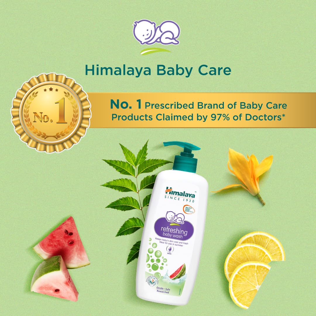 Himalaya Refreshing Baby Wash 400ml | No tears formula |with Watermelon, Neem & Lemon| Keeps baby's skin cool & fresh