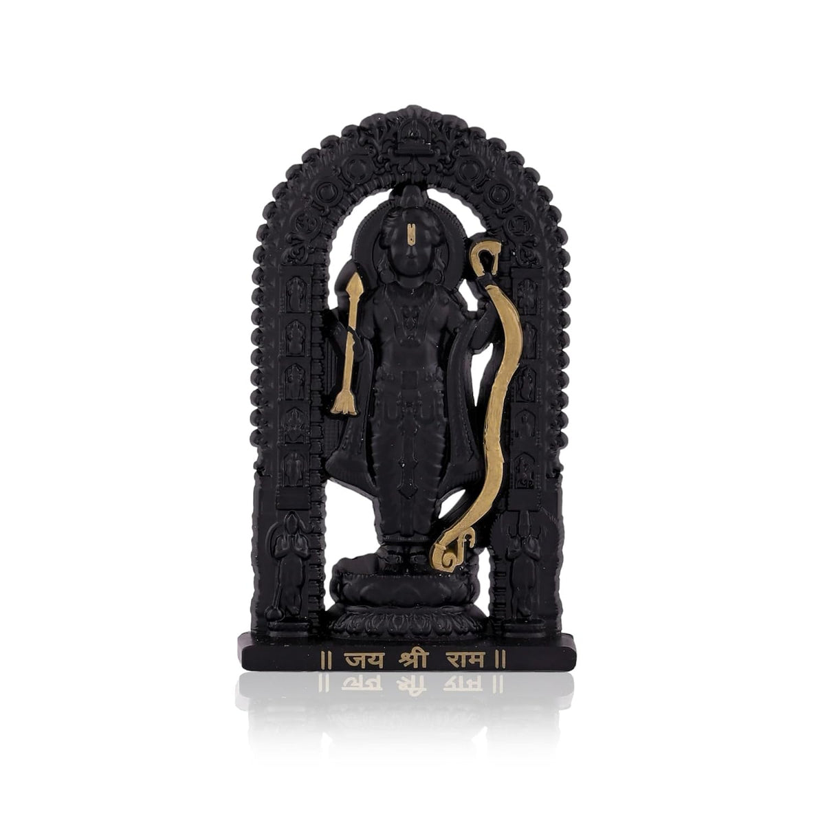 Metal Small Ram Lalla Idol Murti Ayodhya for Car Dashboard Home Decor,Home Temple Mandir Pooja, Gift, Car Dashboard (Black Height - 2.7 Inch)