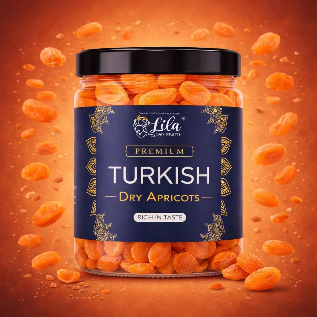 LILA DRY FRUITS Turkish Apricots 100 Grams | Naturally Dried Apricot Khubani Soft & Delicious Khurmani | Ideal for Cooking, Baking and Snacking | Premium Exotic Dry Fruit Perfect for Giftings