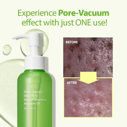 SUNGBOON EDITOR Green Tomato Double Cleansing Ampoule Oil (200 g) | Deep Cleansing Makeup Remover Oil | Purifies Pores, Removes Makeup & Controls Sebum