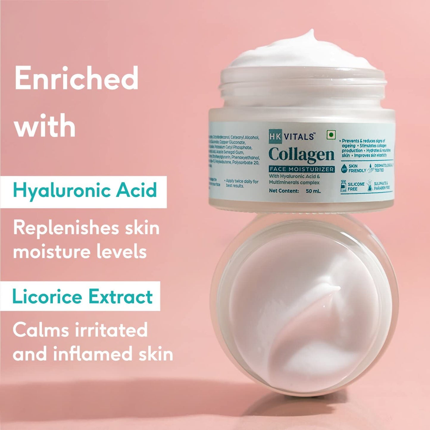 HK VITALS by HealthKart Collagen Moisturizer for Face (50ml) | With Hyaluronic Acid, Stimulates Collagen Production | Reduces Signs of Ageing & Nourishes Skin | All Skin Types