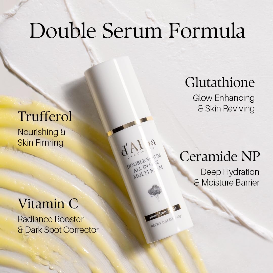 d'alba Piedmont Italian White Truffle Double Serum All-in-one Multi Balm, Vegan Skincare with Vitamin C and Vegan Collagen, 3-in-1 Wrinkle Improvement, Eye Treatment, Dark Spot Corrector, Korean Skin Care, 10g