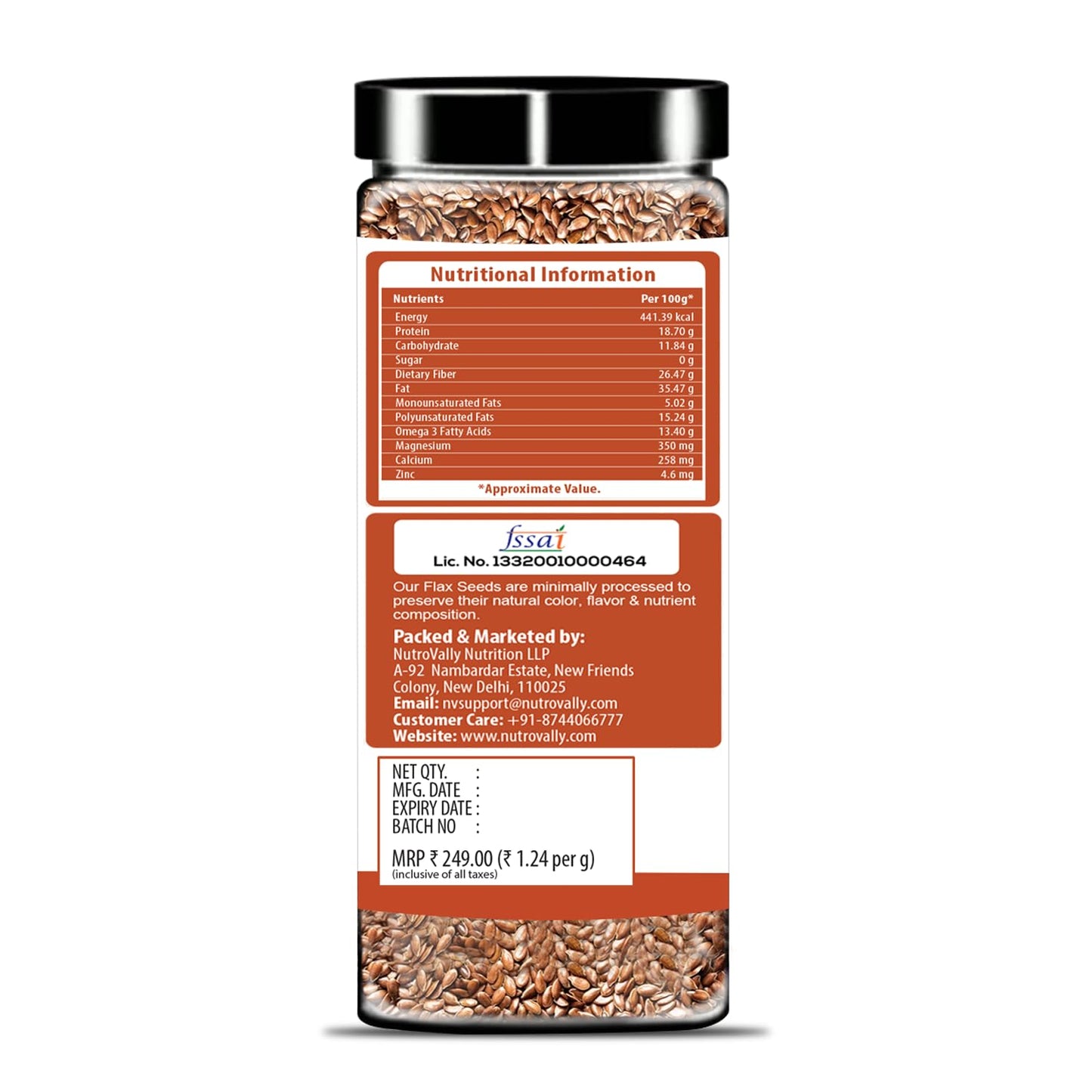 NutroVally Raw Flax Seeds | Rich in Omega-3, Fiber & Plant Protein | Supports Digestive Wellness, Satiety & Energy | Vegan, Gluten-Free Seeds for Smoothies, Salads, Baking & Healthy Snacking