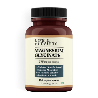 Life & Pursuits Pure Magnesium Glycinate 775 mg – 120 Vegan Capsules | 100 mg Magnesium per Capsule | High Absorption Chelated, Non-Buffered Supplement | 3rd Party Tested