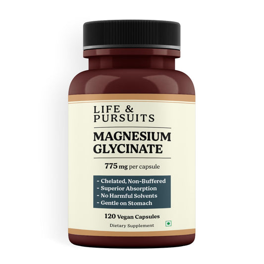 Life & Pursuits Pure Magnesium Glycinate 775 mg – 120 Vegan Capsules | 100 mg Magnesium per Capsule | High Absorption Chelated, Non-Buffered Supplement | 3rd Party Tested