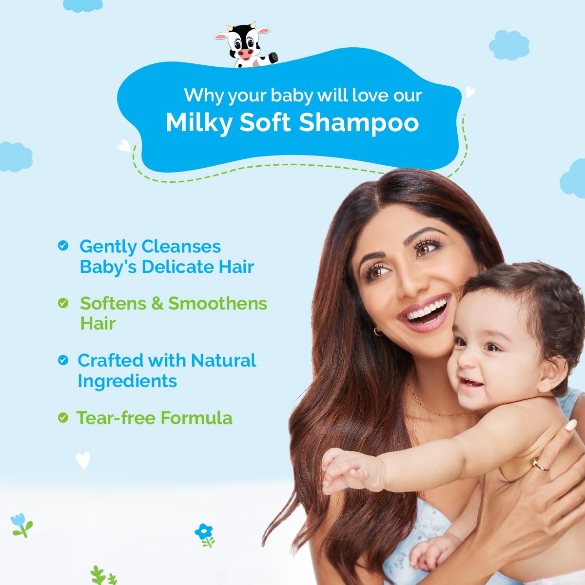 Mamaearth Milky Soft Shampoo For Babies - 400 ml | Infused with Oats, Milk and Calendula | Gently Cleanses Hair, Balances Scalp pH & Makes Hair Soft & Smooth