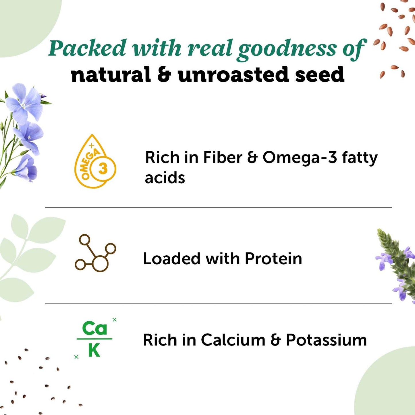 Neuherbs Unroasted Flax, Chia, and Pumpkin Seeds Combo for Improved Bone Health-(Flax seeds 400g + chia seeds 200g + pumpkin seeds 200g)