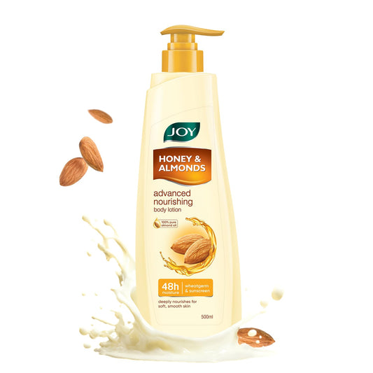 Joy Honey & Almonds Advanced Nourishing Lightweight Winter Body Lotion 500ml | Enriched With Shea Butter | Natural Sunscreen Filters | Suitable for Normal to Dry Skin