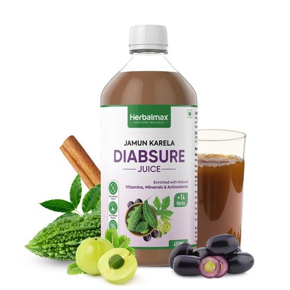 Herbal Max Diabetic Care Juice 450 ml | Herbal Blend with Karela, Jamun, Gudmar, Vijaysar & Amla | Jamun Karela Juice Supports Blood Sugar Management | Suitable for Diabetes & Prediabetes