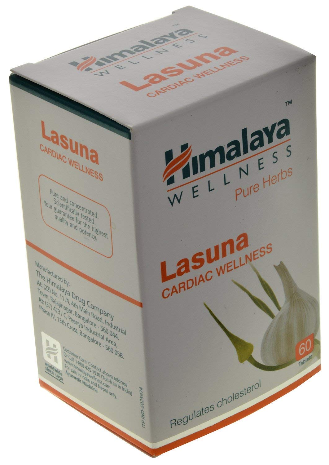 Himalaya Wellness Lasuna cardiac wellness supplement box on a white background
