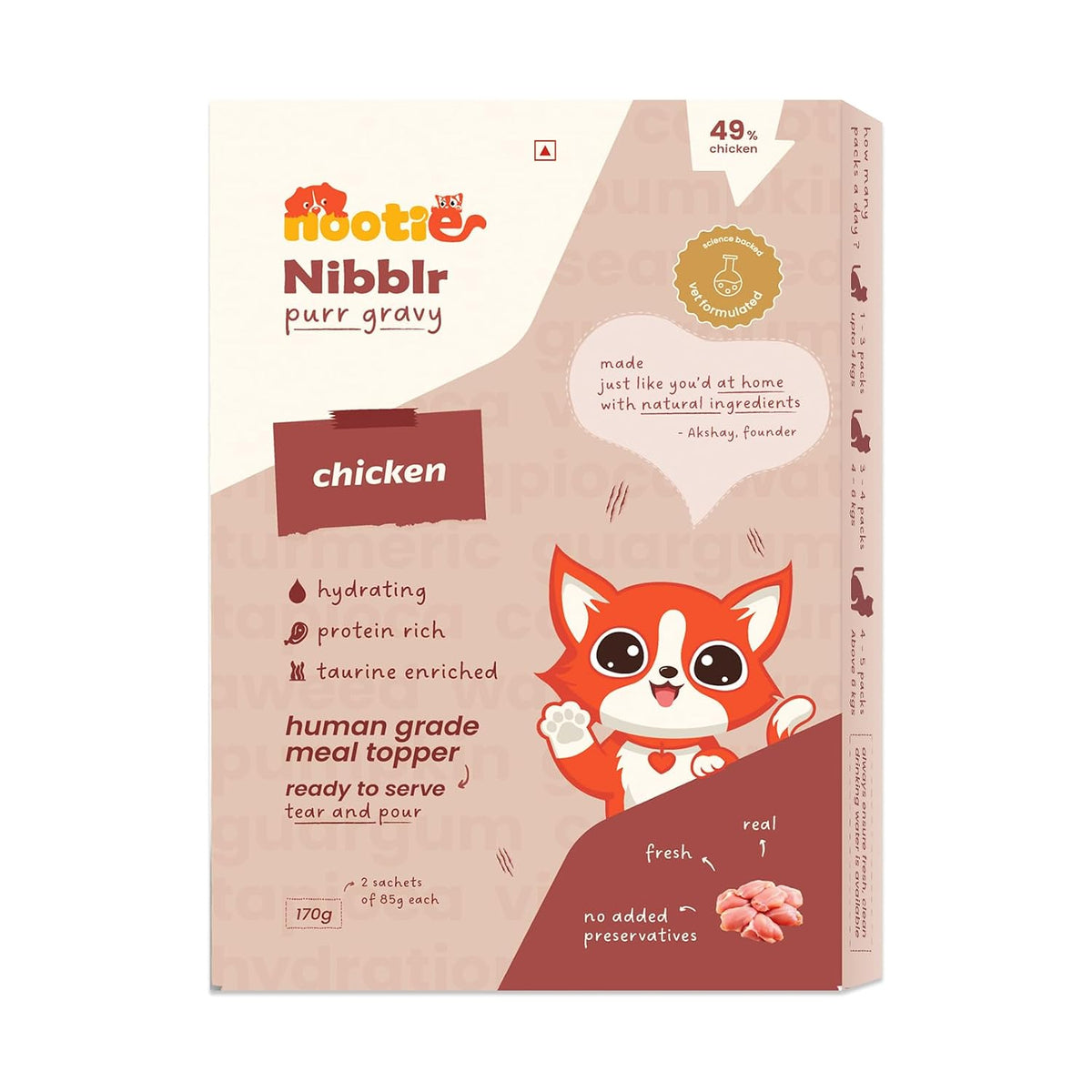 Nootie Nibblr Pur Gravy Chicken- Taurine-Enriched, High-Protein Meal Topper for Cat (170g)