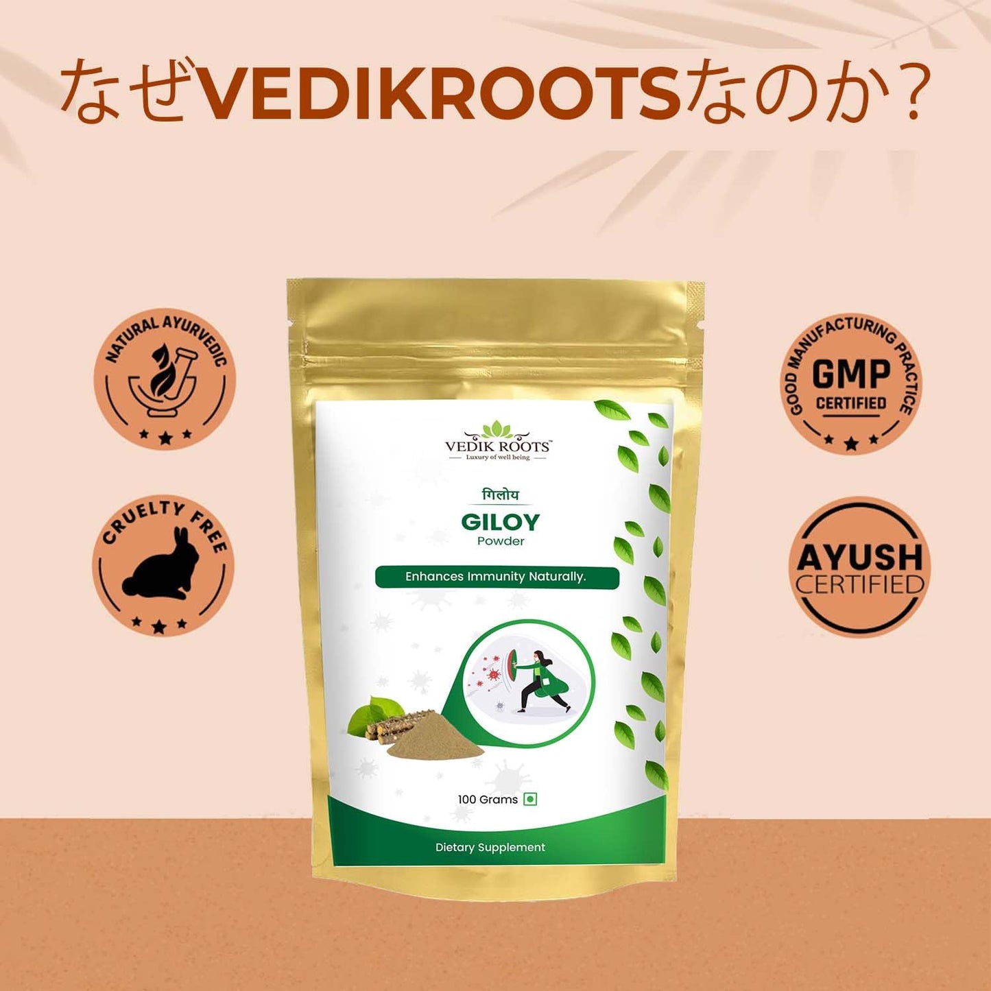 Natural Organic Guduchi Powder/Giloy Powder - For Men & Women, (Pack of 1)