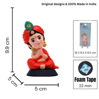 Kanha Ji Figurine Showpiece for Car Dashboard, Home Office | Lord Krishna, Laddoo Gopal Murti Statue for Hindu Temple, Spiritual Decor | Gift for Devotees (Bhakti Krishna Skin Tone)
