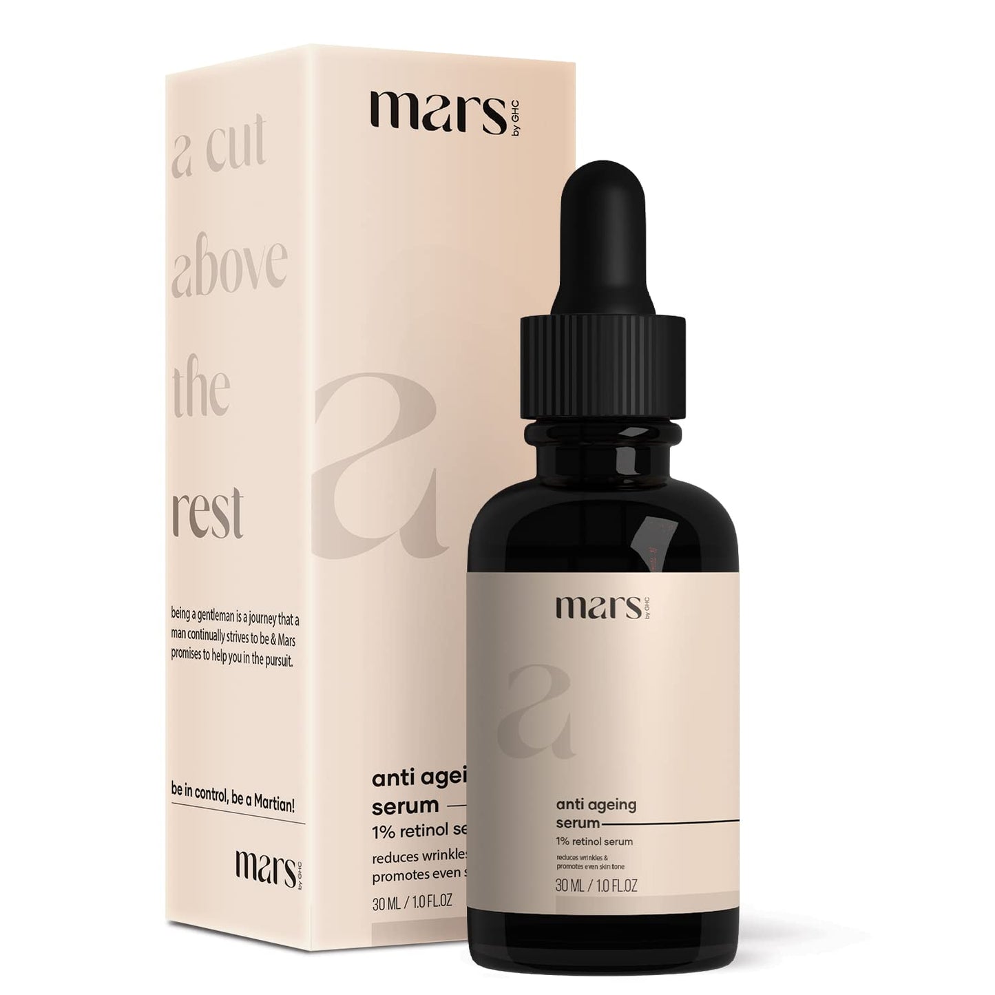 Mars by GHC Mas Intensive Rejuvenation Serum, Anti-Aging for Dry and Sensitive Skin, Vitamin C, Hyaluronic Acid, Aloe Vera,1% Retinol Face Serum, 30ml