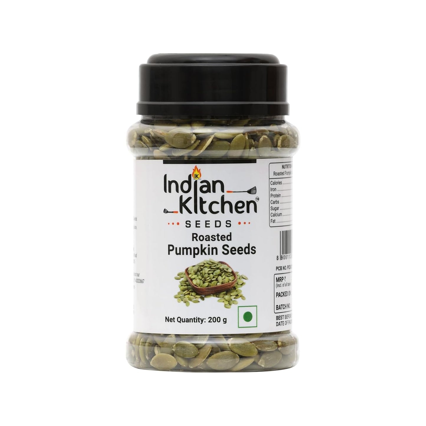 Indian Kitchen Roasted Pumpkin Seeds - Protein and Fibre Rich Superfood - 200g
