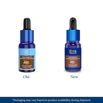 Blue Nectar Nabhi Oil with Ghee & Almond | Nabhya Dhara Belly Button Oil for Digestion & Joint Support | Authentic Ayurvedic Care for Knee, Back, & Body ache (21 Herbs, 10 ml)
