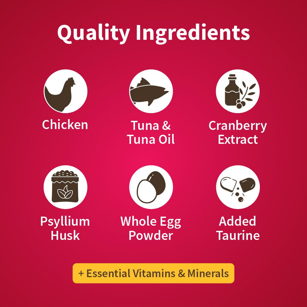 NutriMeow Chicken & Tuna Adult Cat Dry Food – 1 kg, Wholesome Daily Nutrition for All Breeds, Crunchy High Protein Recipe for Healthy Skin, Digestion & Energy
